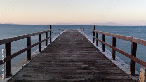 sea pier view, long exposure sea