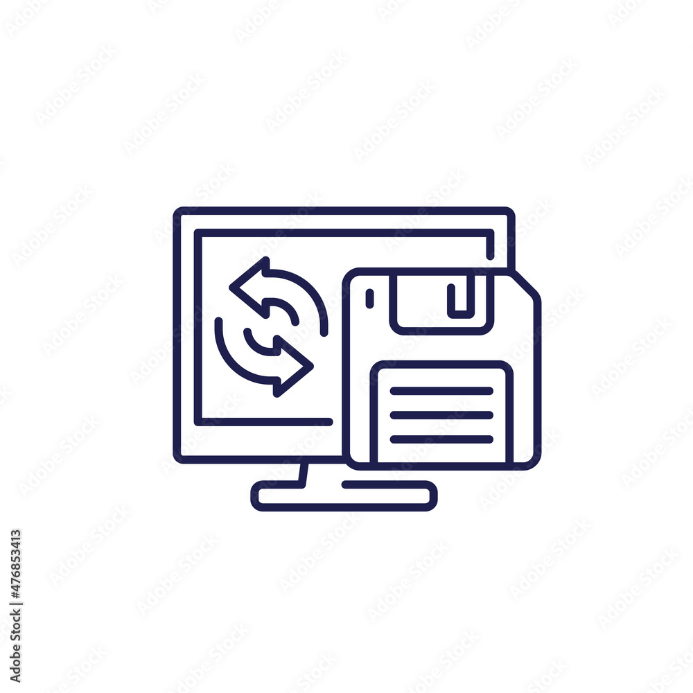 backup icon with a floppy disk, line vector backup icon with a floppy disk, line vector