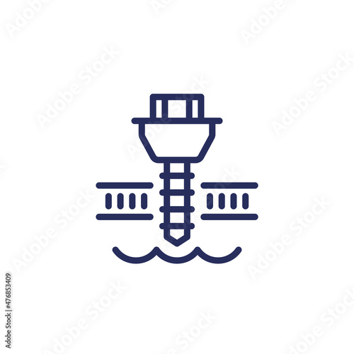 well drilling line icon, water borehole