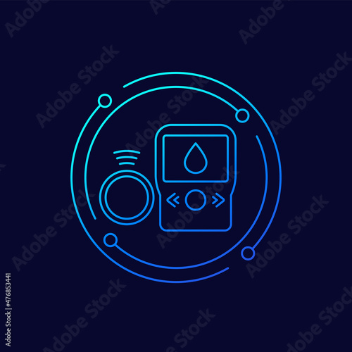 continuous glucose monitor line vector icon