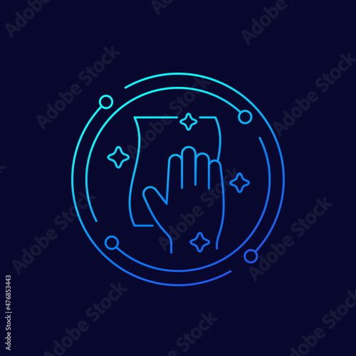 cleaning, wipe line icon, vector