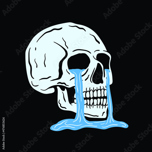 skull cry head blue hand drawing for tattoo,design tshirt,and many more.free vector