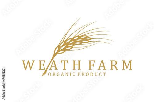 Luxury Golden Grain Weath / Rice Logo Design Vector
