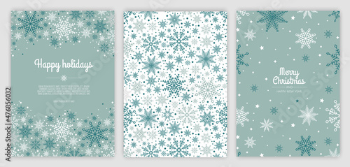 Set Merry Christmas Abstract Card with snowflake. Xmas sale, holiday web banner.