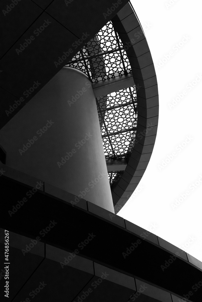 Fototapeta premium Abstract building exterior in black and white