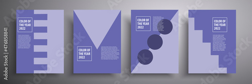 Graphics of contemporary art. Abstract covers set, cover minimal design. The colors of 2022 are very peri. Perfect for posters, covers or banners.