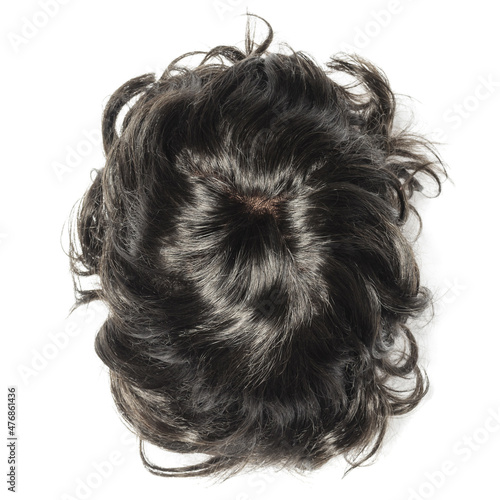 wavy black human hair weaves extensions toupee wigs on a mannequin photo