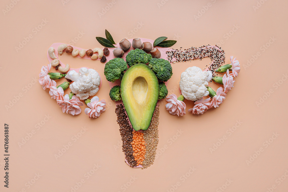 The concept of healthy food for the health of the female reproductive system. diet for the health of the uterus and the reproductive system as a whole. proper nutrition for women's health