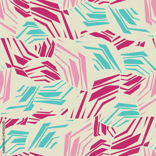 Seamless abstract pattern with the image of geometric broken lines and stripes
