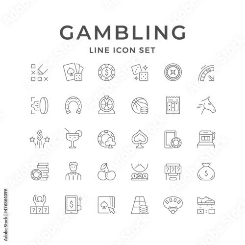 Obraz na plátně Set line icons of gambling