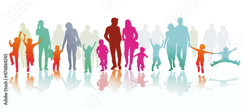 Eltern und Kinder, Familien Gruppenbild, illustration