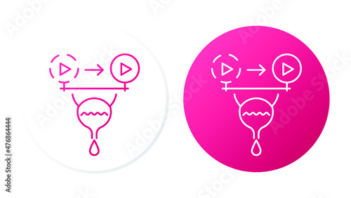 Delayed onset of urination. Two icons concept