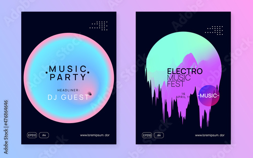 Electronic Event. Holiday Pattern For Magazine Concept. Indie Glitch For Invitation. House And Nightlife Template. Cool Electro Poster. Black And Turquoise Electronic Event