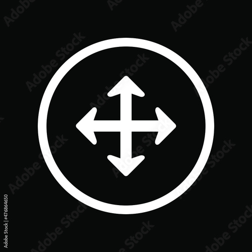 Free Download Arrows in four directions. Four side arrow icon. Arrow icon illustration vector sign symbol for your project. Flat design style. Vector illustration in circle isolated on black background - GFXLoad