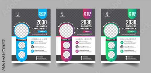 Modern corporate business conference flyer template design and Elegant Corporate business conference a4 cover flyer template
