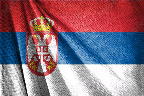 Serbian flag towel surface view photo