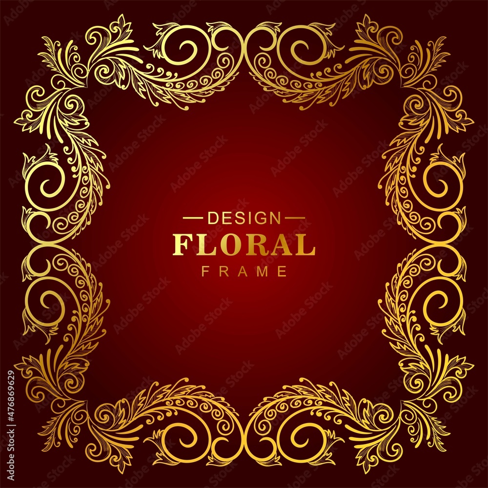 Ornamental golden floral frame background