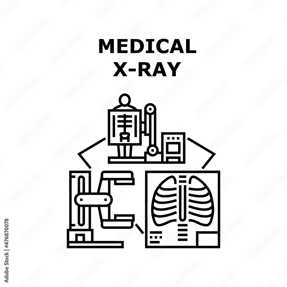 Obraz premium Medical x-ray mri machine. health tomography. bone radiology. ultrasound diagnostic medical x-ray vector concept black illustration