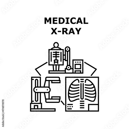 Medical x-ray mri machine. health tomography. bone radiology. ultrasound diagnostic medical x-ray vector concept black illustration