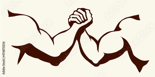 Hand wrestling contest. Vector drawing