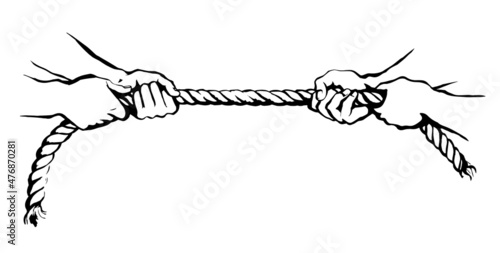 Tug of war. Vector drawing