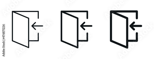 arrow Login icon - Enter symbol, log in icon button - arrow and door icon entry symbols in filled, thin line, outline and stroke style for apps and website	
