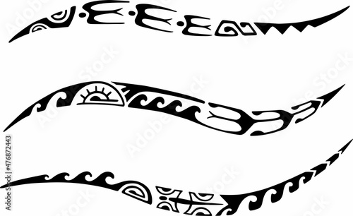 Set of tattoo Maori design. Ethnic decorative oriental ornament. Art tribal tattoo. Vector sketch of a tattoo Maori.