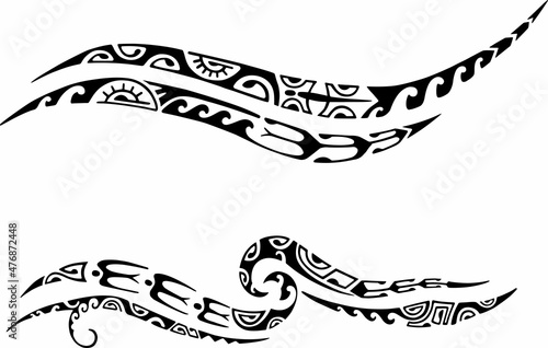 Set of tattoo Maori design. Ethnic decorative oriental ornament. Art tribal tattoo. Vector sketch of a tattoo Maori.