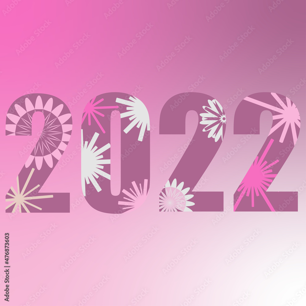 Naklejka premium New year number 2022 on gradient background. Festive inscription for New Year's card, banner, invitation.