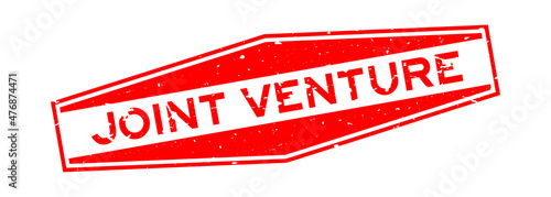 Grunge red joint venture word hexagon rubber seal stamp on white background