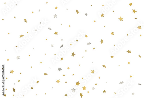 Christmas wrappers with gold and silver 3d confetti. Vector.