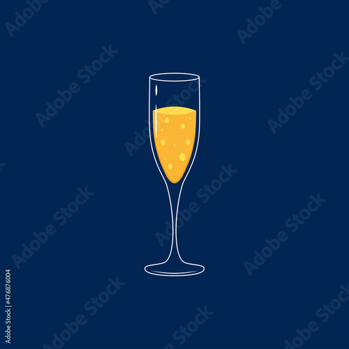 Champagne logo design. Champagne glass logo.