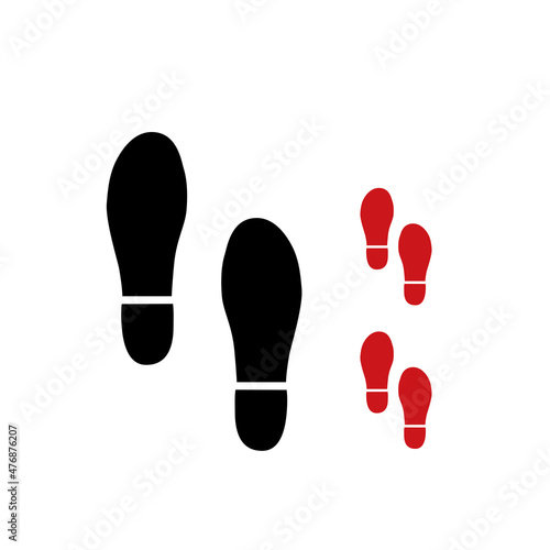 Large and small footprints. Simple flat design. Isolated on white background vector illustration.