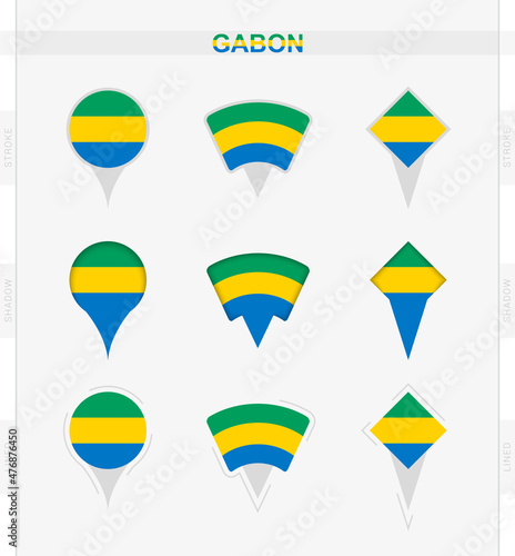 Free Download Gabon flag, set of location pin icons of Gabon flag. - GFXLoad