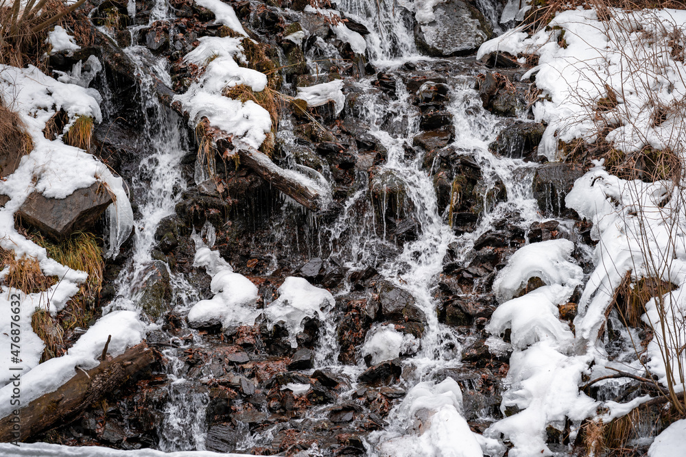 detail of winter waterfall in nature detail of winter waterfall in nature