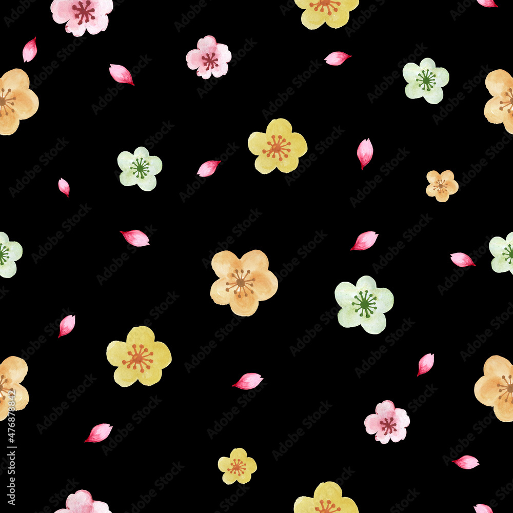 Cherry Blossom and bud petal Pattern stock illustration spring Flowers seamless repeat Cherry Blossom and bud petal Pattern stock illustration spring Flowers seamless repeat