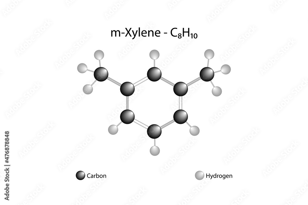 Molecular formula of mXylene. mXylene is an aromatic hydrocarbon. It is one of three isomers