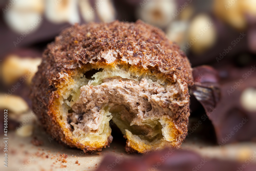 custard cake sprinkled with cocoa custard cake sprinkled with cocoa