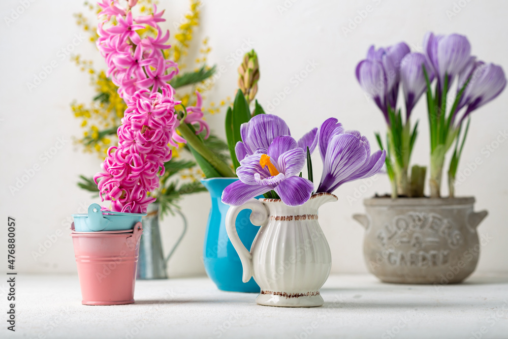 Spring composition with different flowers Spring composition with different flowers