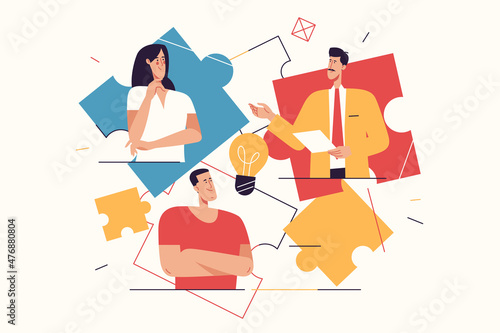 Vector illustration depicting a happy young man finding an effective solution. Editable stroke