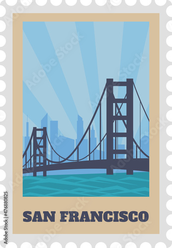San francisco postal stamp with bridge sight