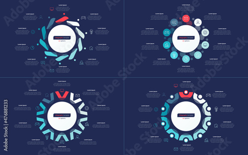 Ten option circle infographic design templates. Vector illustration