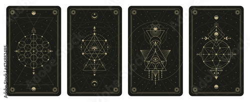 Fotografie, Obraz Mystic sacred geometric linear shapes tarot cards