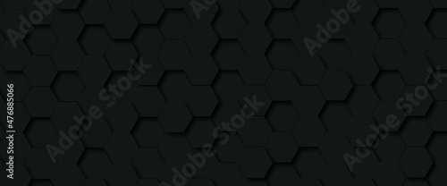 Hexagon concept design abstract technology geometry pattern background vector EPS, Abstract Black hexagon concept background. © Grave passenger