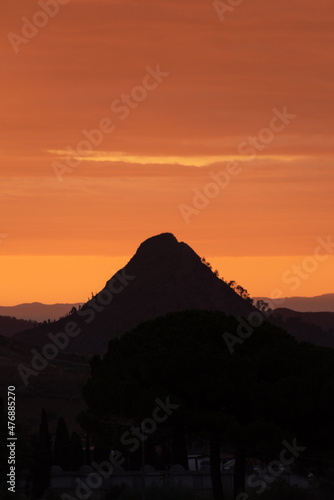 Wonderful View of Monte Formaggio at Dawn in Mazzarino  Caltanissetta  Sicily  Italy  Europe