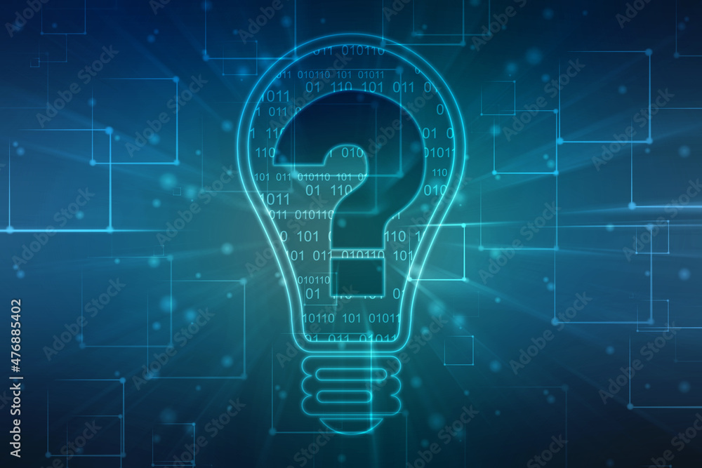 2d illustration question mark,Cyber Technology Background,Concept of ...
