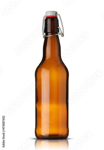 classic beer bottle on white background