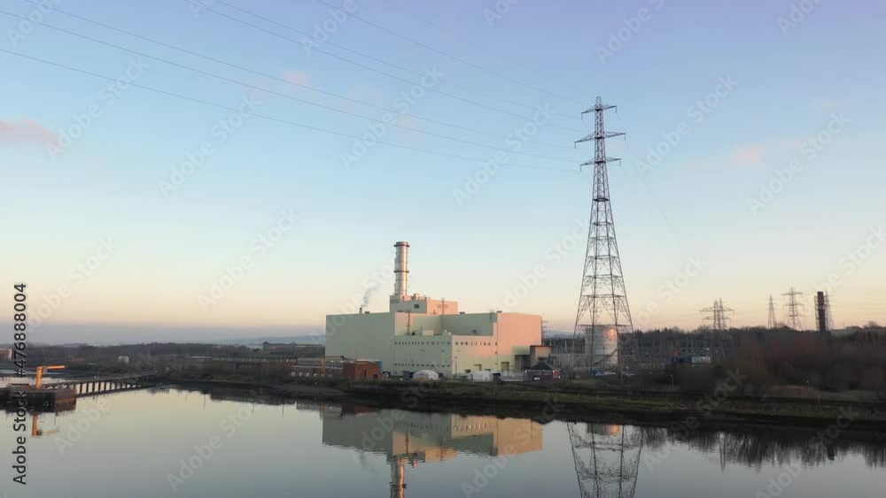 Power station producing energy on the banks of the River Foyle near Derry, Northern Ireland Power station producing energy on the banks of the River Foyle near Derry, Northern Ireland