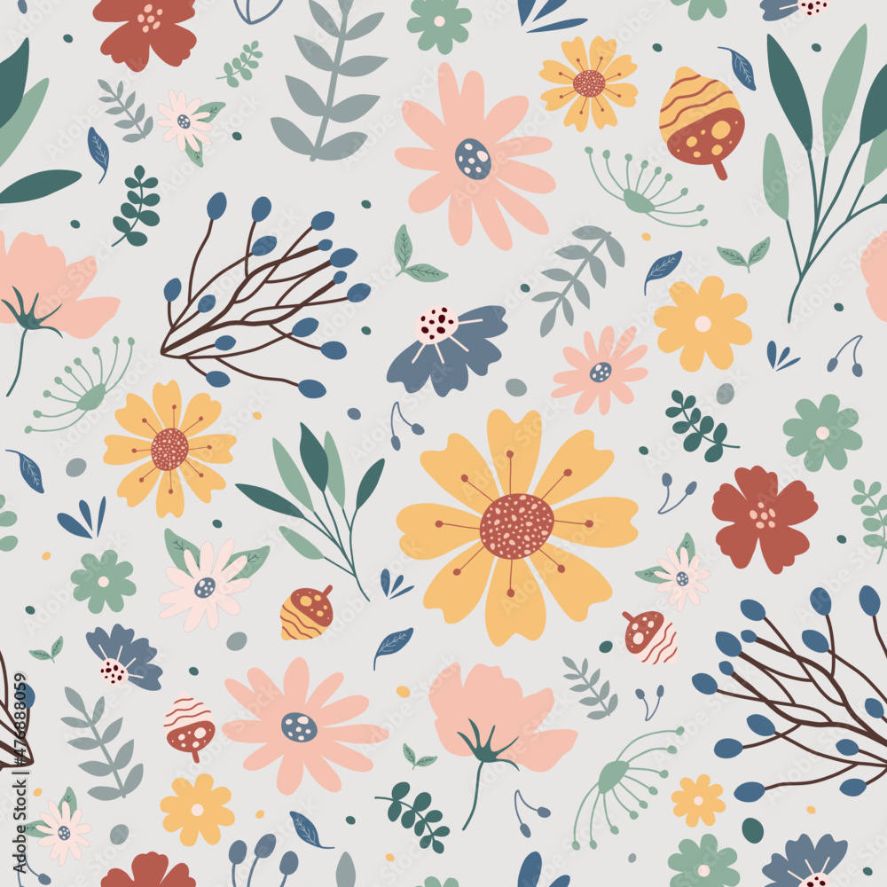 Seamless pattern, floral decorative elements. Use seamless patterns for fabric, wrapping paper and home décor like pillow covers, curtains or wallpaper. Use them on accessories like phone covers. Seamless pattern, floral decorative elements. Use seamless patterns for fabric, wrapping paper and home décor like pillow covers, curtains or wallpaper. Use them on accessories like phone covers.