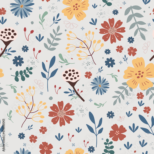 Seamless pattern with flowers. Great for fabric  textile  gift wrap  scrapbooking.